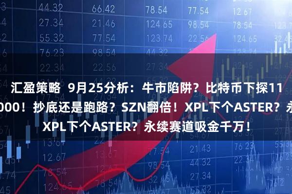 汇盈策略  9月25分析：牛市陷阱？比特币下探11万！以太坊跌破4000！抄底还是跑路？SZN翻倍！XPL下个ASTER？永续赛道吸金千万！