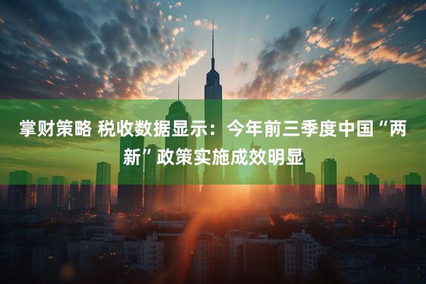 掌财策略 税收数据显示：今年前三季度中国“两新”政策实施成效明显